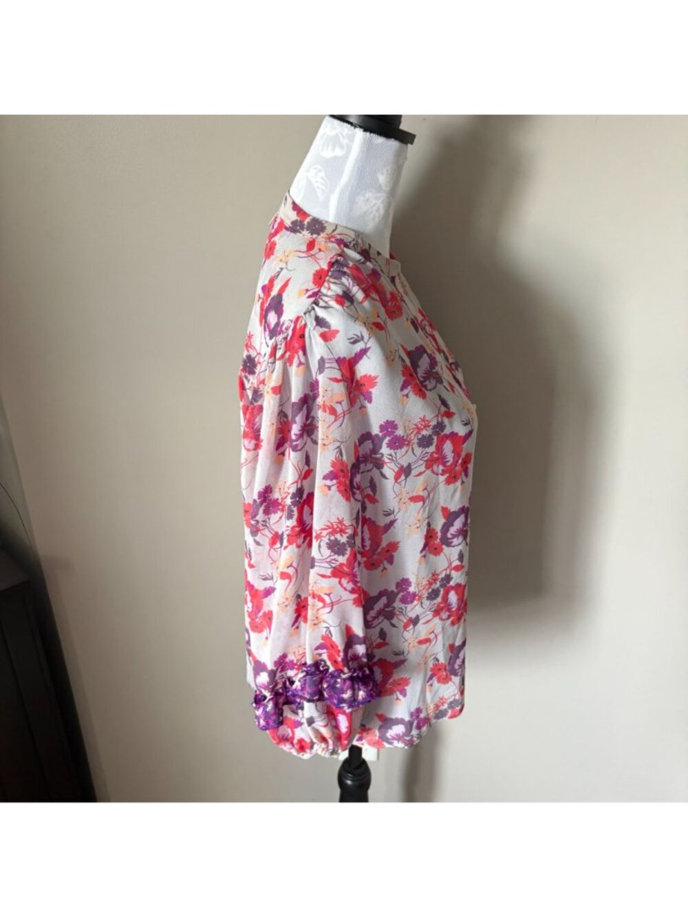MISA LA Womens Long Sleeve Floral Blouse Pink Ruffled Cottagecore Small - Picture 4 of 6